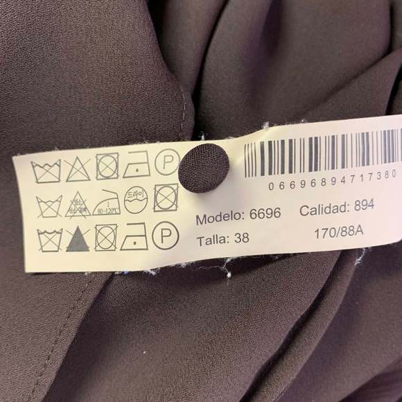 MASSIMO DUTTI Brown Viscose See Through Long Sleeve Dress - Picture 8 of 8